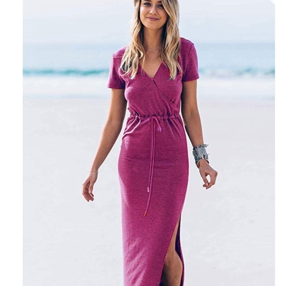New v neck pink Dress w pockets